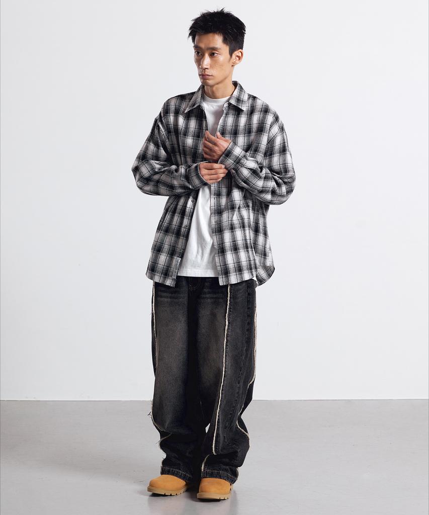 FILLUMINATE Neutral Check Shirt - Black