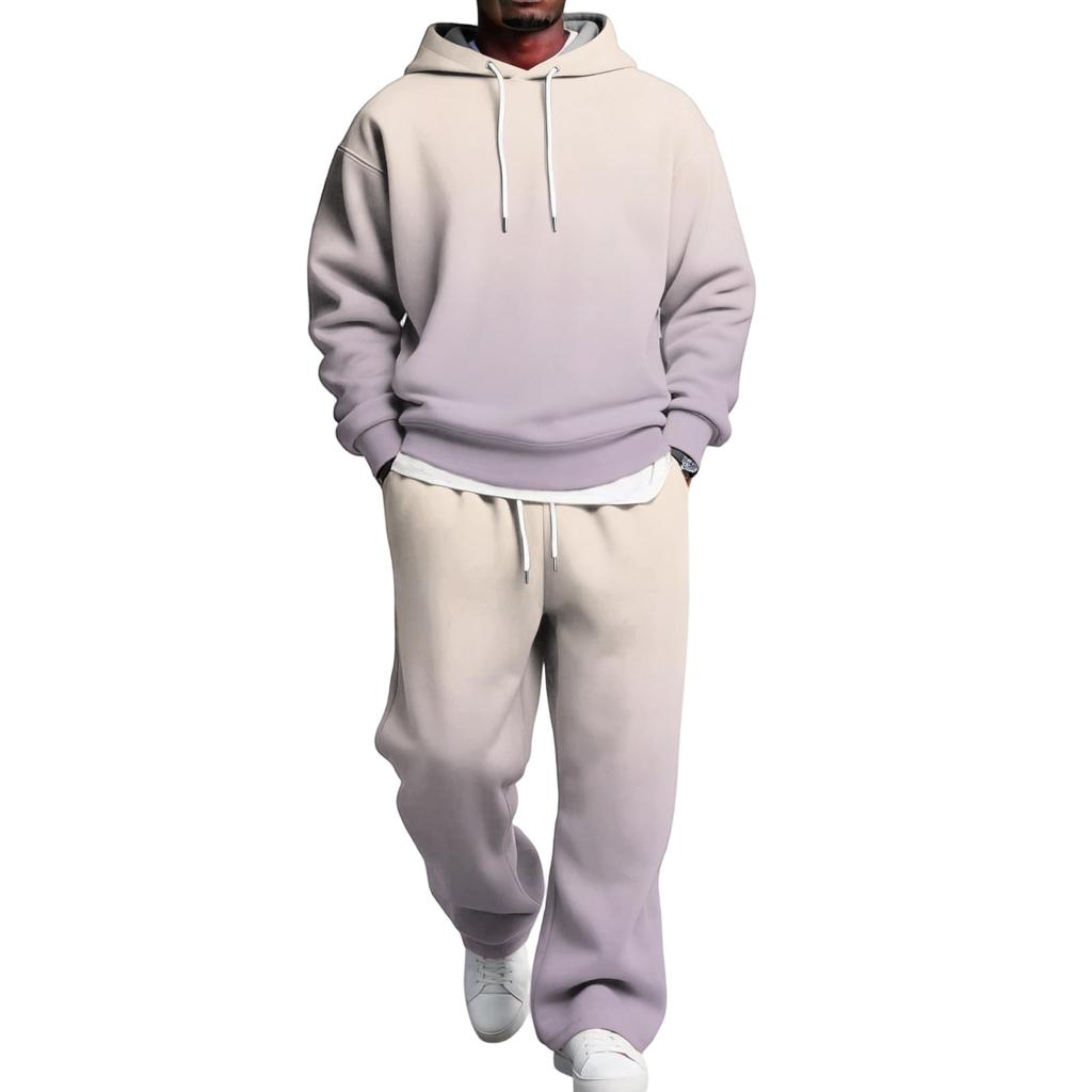Set da uomo a 2 pezzi con felpa e pantaloni cargo con elastico in vita per abbigliamento casual