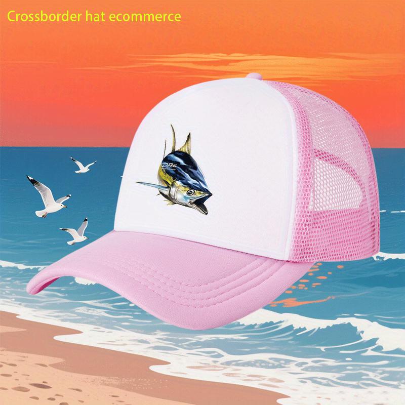 Tuna Fish Print Trucker Hat Breathable Mesh Baseball Cap Casual Outdoor Sports Adjustable Summer Hat