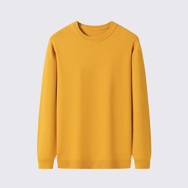 Solid Color Bottoming Shirt Casual Sweater Long Sleeve Knit Sweater Men's Round Neck Sweater Autumn Winter Large Size Loose Keep Warm Top