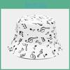 Music Note Pattern Wide Brim Fisherman Hat With Sun Protection For Women And Men