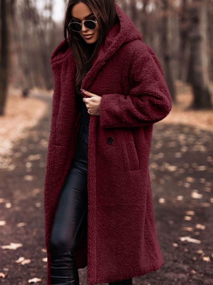 Long Plush Fleece Coat for Women, Soft Warm Winter Outerwear, Multiple Colors Available