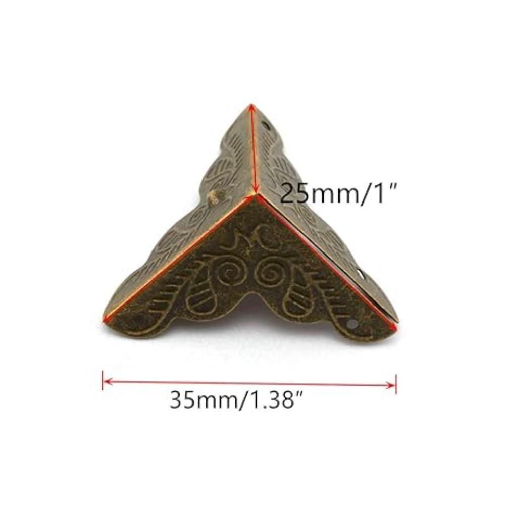 100 Stück Möbel-Eckenschutz, Antik-Bronze, dreieckige Kante, dekorativer Metall-Eckenschutz für Aufbewahrungsbox, Schmuckschatulle, Schrank, Couchtisch