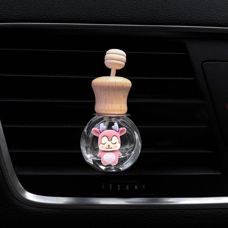 Cartoon Car Air Vent Perfume Bottle Clip - Cute Glass Interior Decoration Freshener