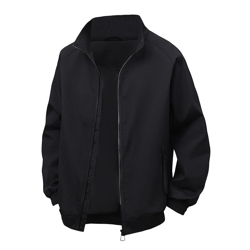 Spring and Autumn Stand Collar Casual Jacket Men's Middle-aged and Young Fashion Loose Fashion Solid Color Jacket Versatile Top