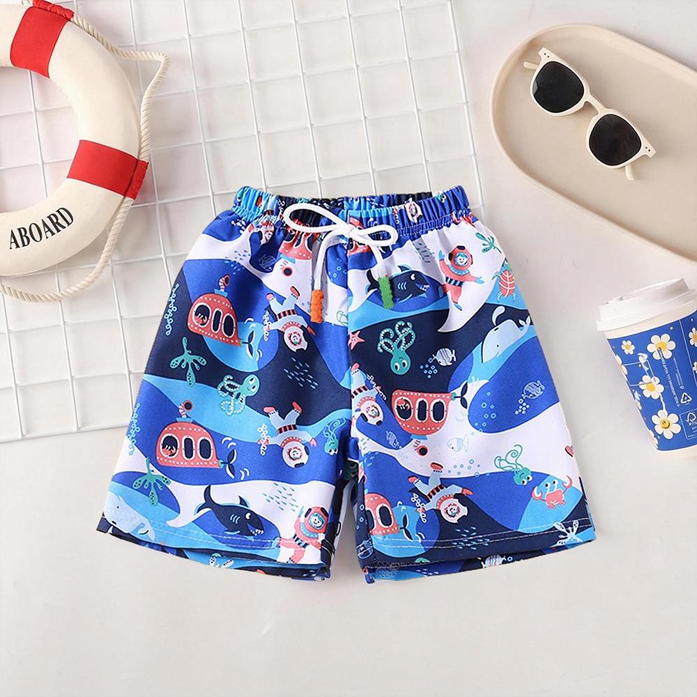 Kids' Quick-Dry Floral Beach Shorts - Lightweight Summer, Casual Ice Silk Bermuda