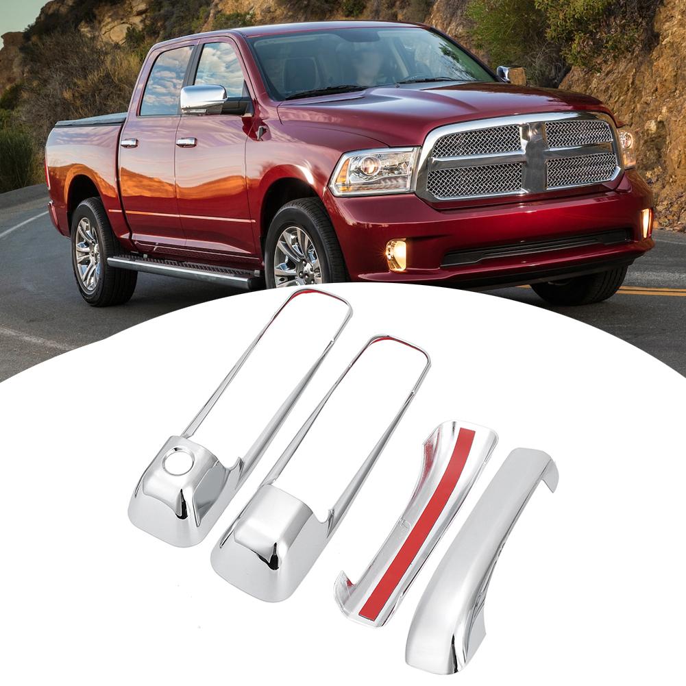 Chrome Door Handle Trim Cover 2 Door with 1 Keyhole Fit for Dodge Ram 1500 2009 2015