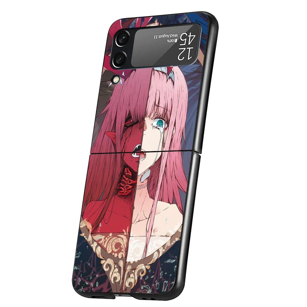 Zero Two Darling In The Franxx 02 Cover Phone Case For Samsung Galaxy Z Flip 7 6 5 4 3 5G Flip7 Flip6 Flip5 Flip4 Flip3 Black Fu