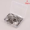 50Pcs/Box Hinges + 200 Screws Iron Gold Silver Black Bronze 4 Holes Durable Furniture Hardware Mini Hinge Decor