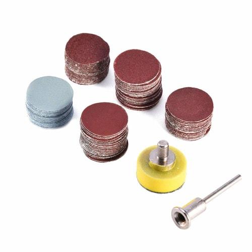 Saipor 25mm Sanding Discs, 100 Pieces, Sanding Paper Grinder Accessory, Mixed Grit #100/#180/#240/#1500/#3000, for Polishing Painted Surfaces, Rust Re