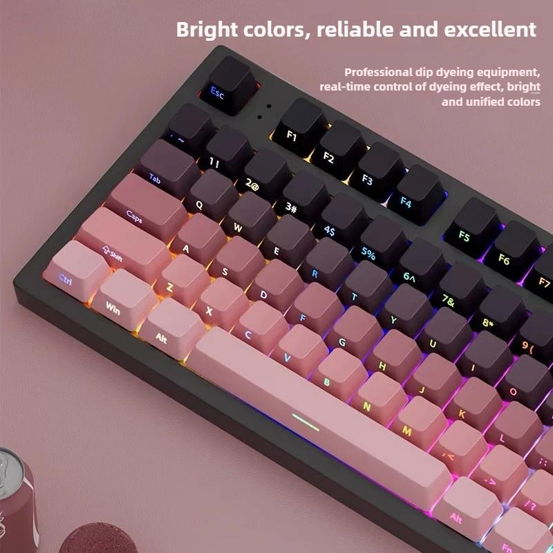 Keycap Set Side Engraved Gradient Color 134 Keys Pbt Double Sided Printed Shiny Backlit Keycaps For Mechanical Keyboards