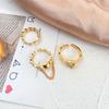1 Set Women Ring Heart Shape Chain Decor Opening Design Metal Finger Ring Dates Parties Jewelry Accessory