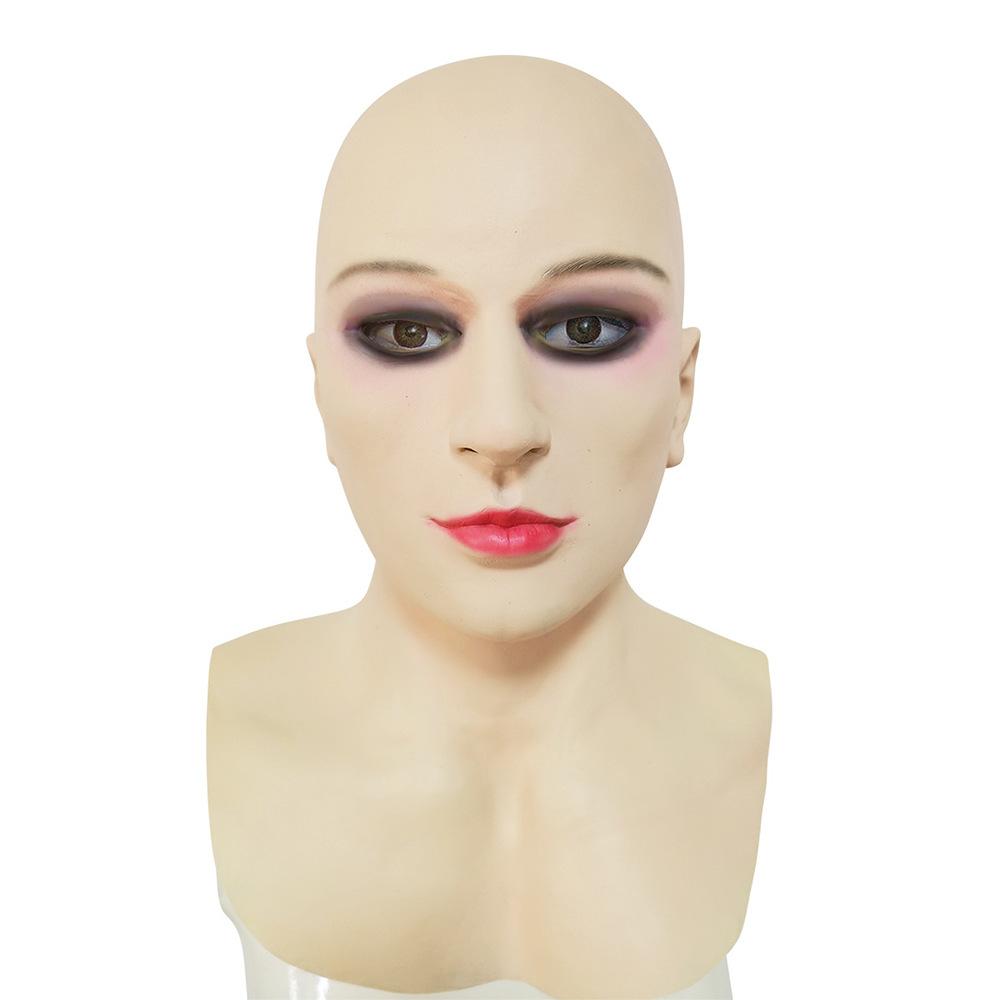 2025 Halloween Costume Cosplay Props Masquerade Party Latex Mask Funny and Realistic Props Bald-headed Girl LATEX MASK