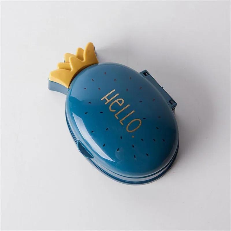 

Portable Cartoon Pineapple Soap Box with Cover Bathroom Waterproof Soap Dish Travel Soap Case Bathroom Accessories синій