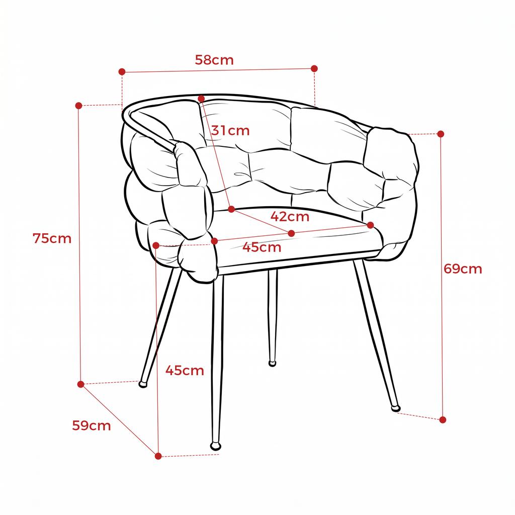 Luxuriöser, Moderner Akzentstuhl, Schminktischstuhl mit Metallrahmen für Schlafzimmer, Wohnzimmer, Esszimmer