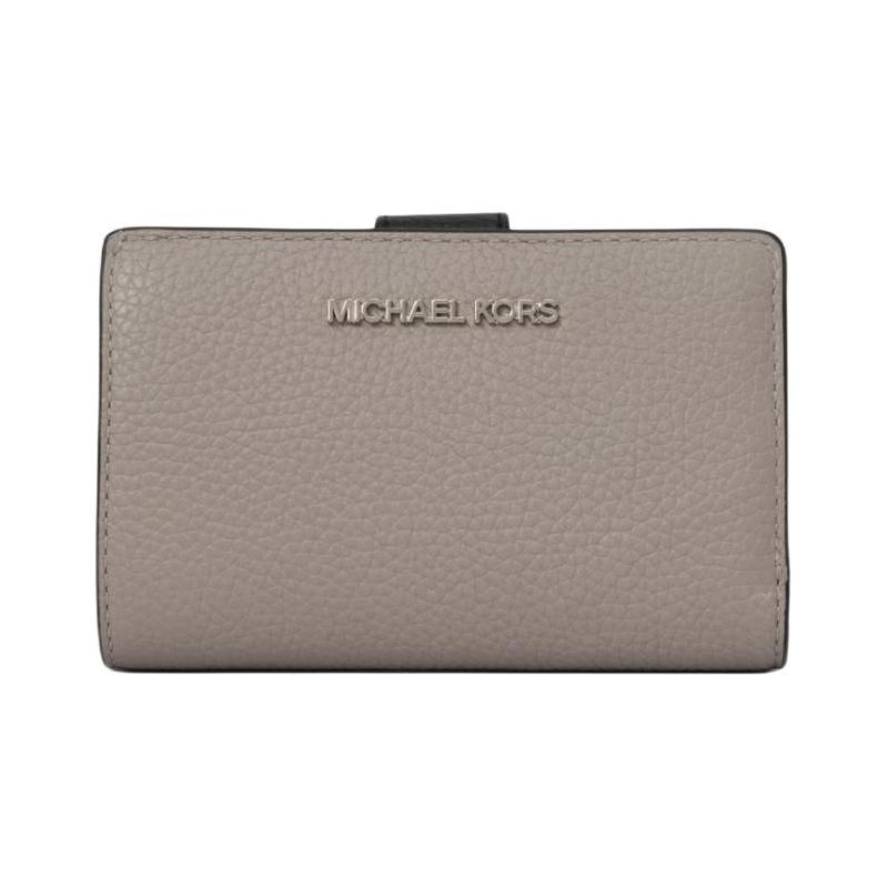 MICHAEL KORS Jet Set Travel Signature Logo Snap Closure Cowhide Wallet Medium Women s Pearl Gray серый