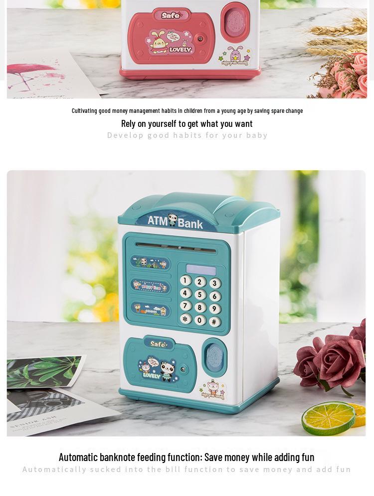Smart ATM Piggy Bank for Kids: Face & Fingerprint Recognition, Singing Cartoon Money Box