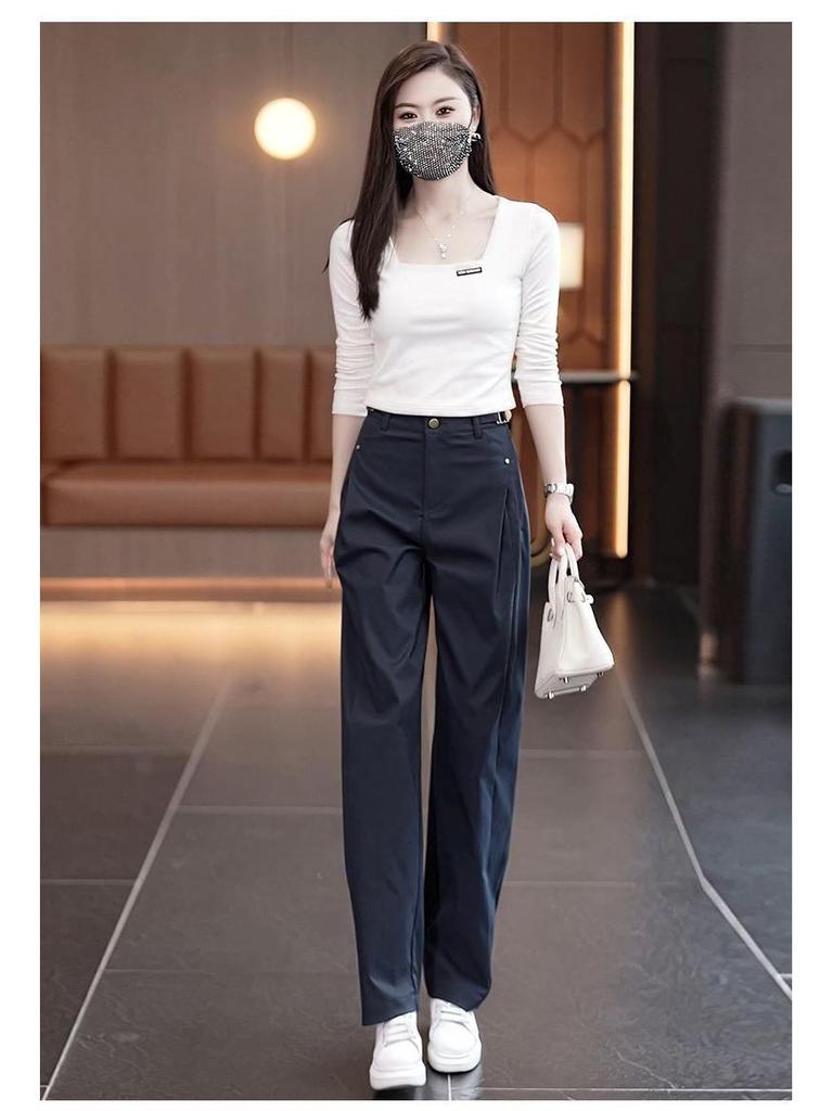 Women's Retro Casual Wide-Leg Cargo Pants - 2026 Spring/Autumn High-Waisted, Slimming, Floor-Length Banana Pants