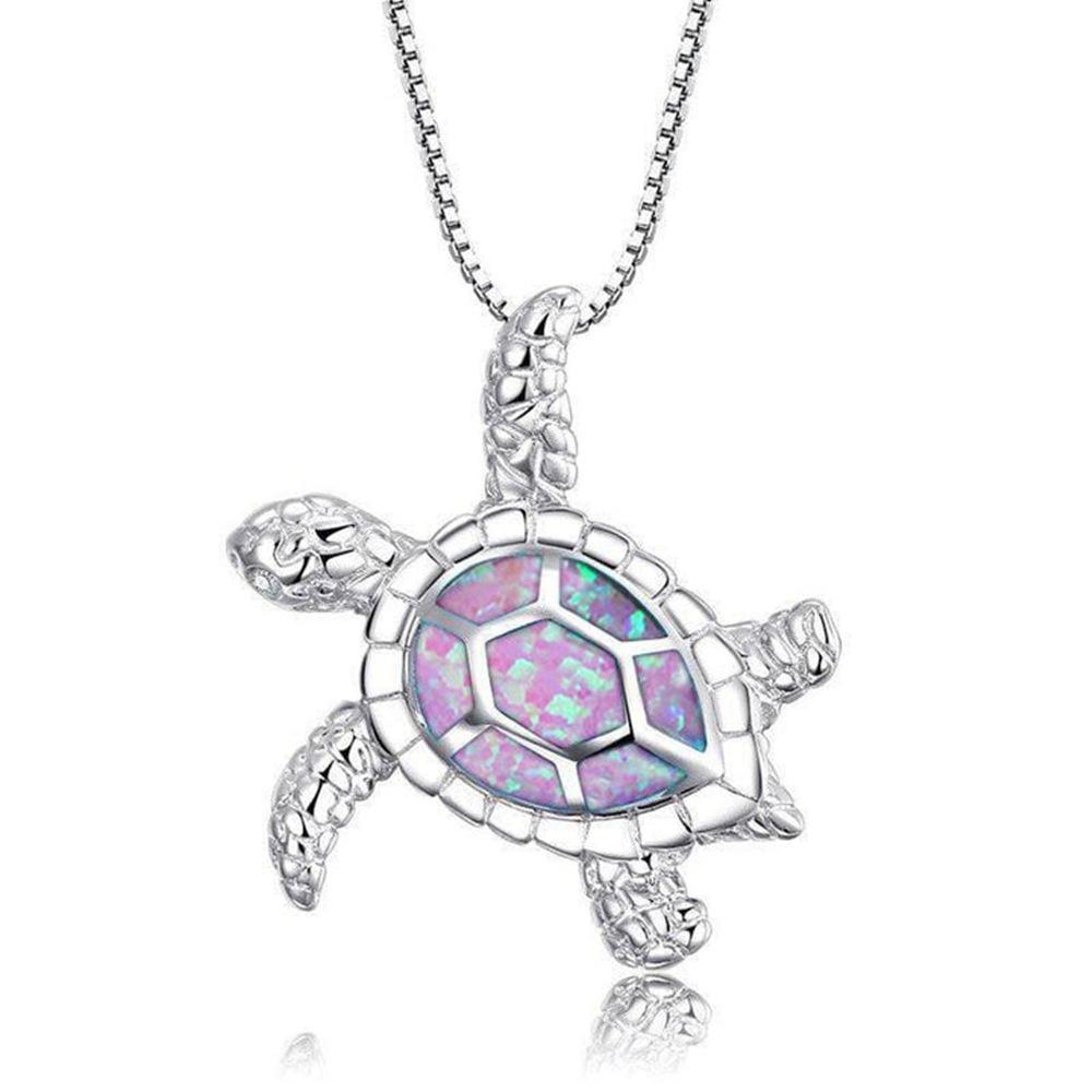 Aobao Fashion Jewelry New Style Blue Opal Turtle Necklace, Turtle Pendant Sweater Chain, Opal Necklace