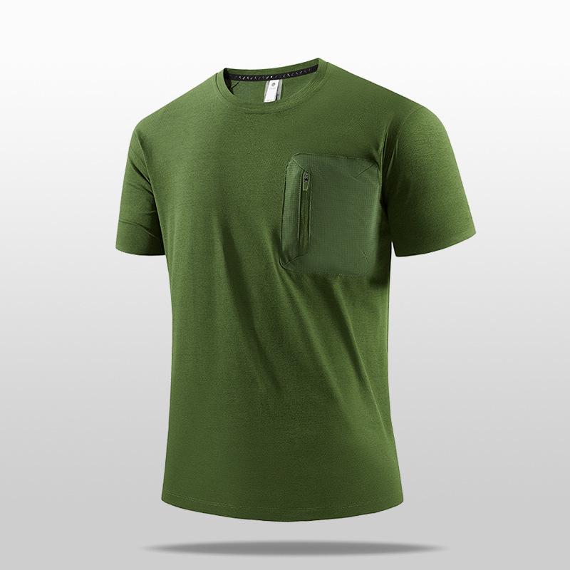 Men s Summer Quick-Dry Seamless T-Shirt - Embossed Pocket, Breathable, Plus Size, Cool Short Sleeve L