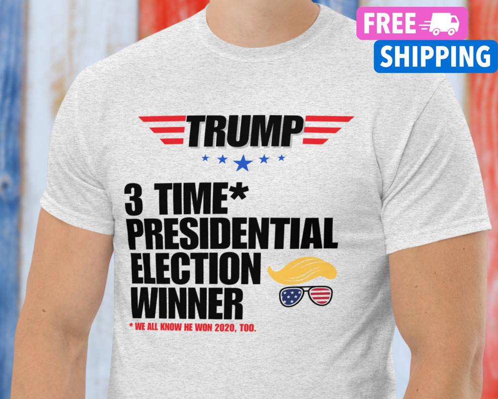 Funny Trump 2024 Victory Shirt 3 Time Winner Trump Vance 2024 Trump Inauguration Unisex T-Shirt XXXXL