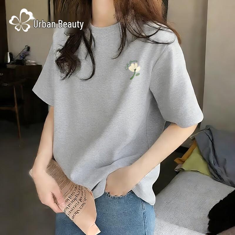 Women's Casual Cotton T-Shirt with Time Flower Graphic