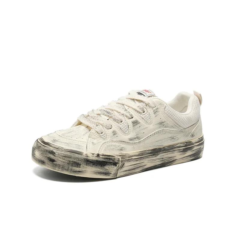 

Женские нескользящие мягкие туфли на плоской подошве из вулканизированной ткани, повседневная спортивная обувь на шнуровке, размер 39-44, кроссовки унисекс, трендовая обувь для пар из парусины для мужчин 39