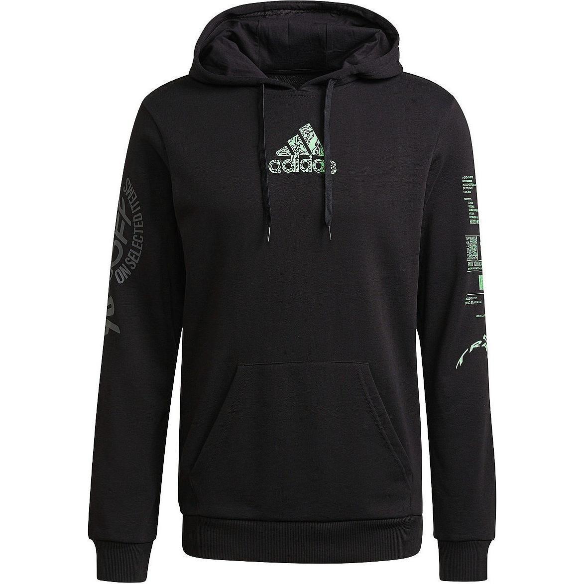 Adidas Daily Sports Logo Print Hoodie Men Casual Comfort Long Sleeve Pullover Tops Black H46777 XXL