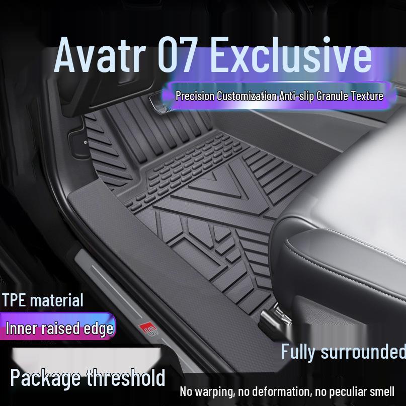 Avatr 07 Full Coverage TPE Floor Mats: Waterproof, Dirt-Proof, Door Sill Protection. Single Layer Upgrade: Threshold TPE Mats