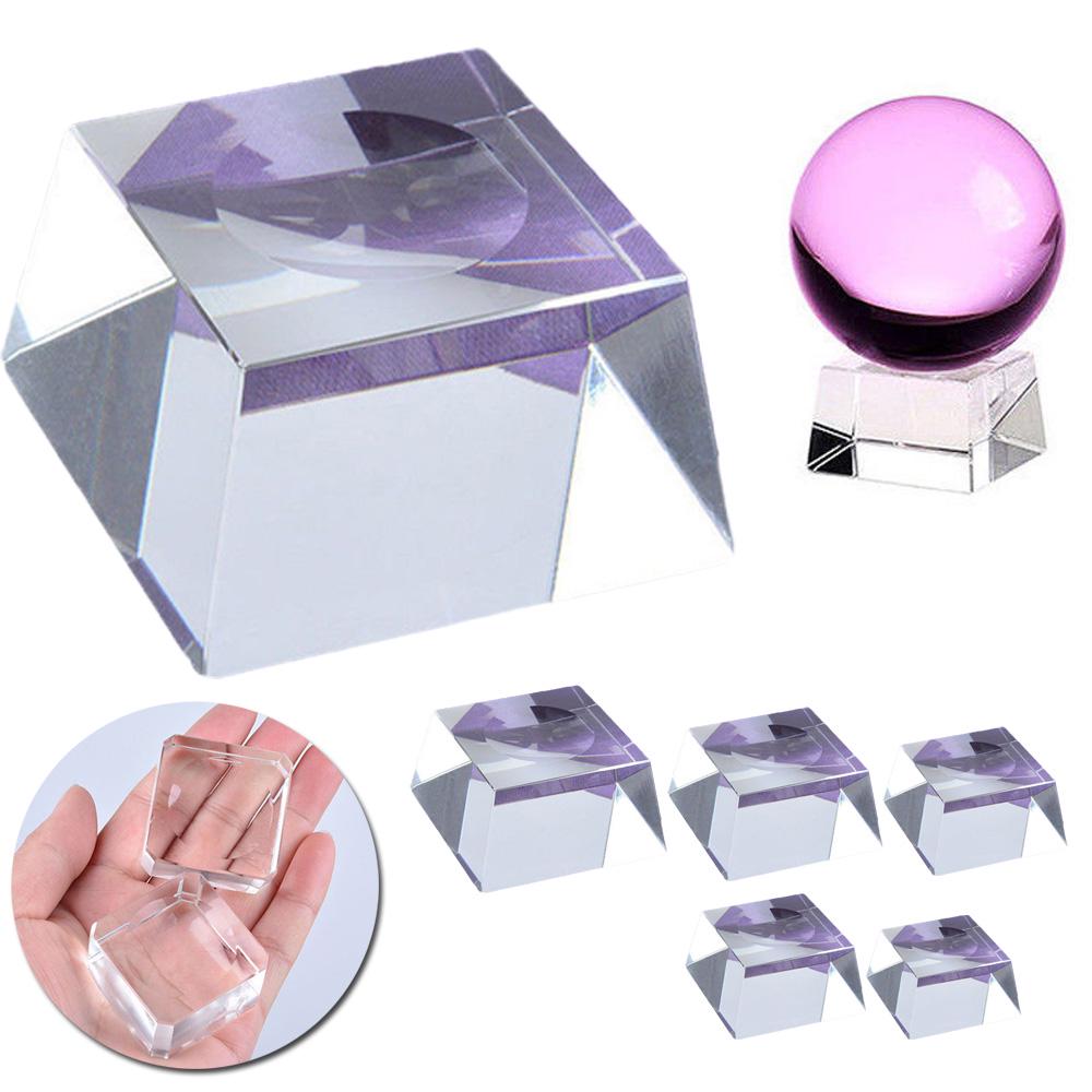 Display Base Stand Holder with Clear Glass Square Dimple Blocks for Crystals