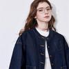 Chuyu Women's Retro Workwear Round Neck Denim Jacket