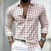 Men's Plaid Long Sleeved Shirt, Elegant Men's Shirt, Business Casual, Fashionable and Versatile, Striped Shirt