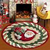 Christmas 3D Rug Optical Illusion Santa Claus Round Floor Mat Non-Slip Xmas