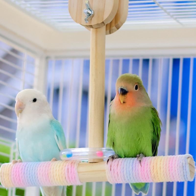 Interactively Parrots Swing Toy Cotton Rope Perches Training Bird Balance Toy For Cage Climbing Exercise Training