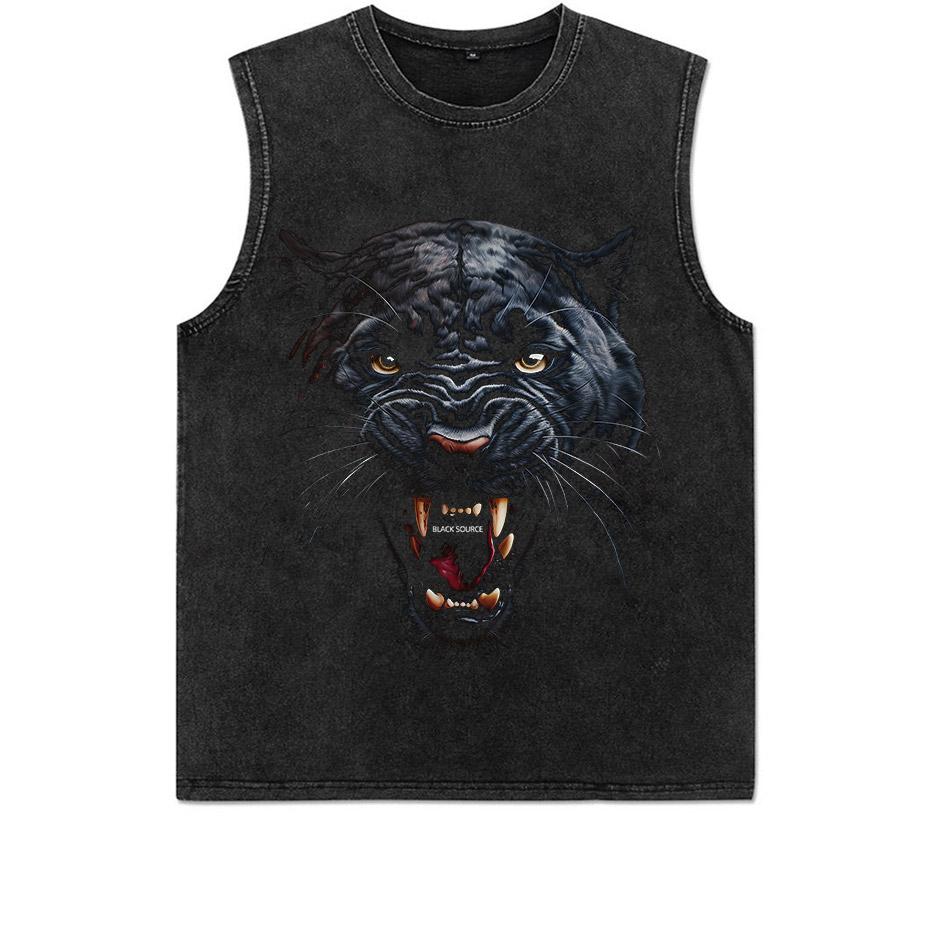 Hip Hop Mens TShirt With Wolf Head Print casual Tshirt Unisex Tops Tee S