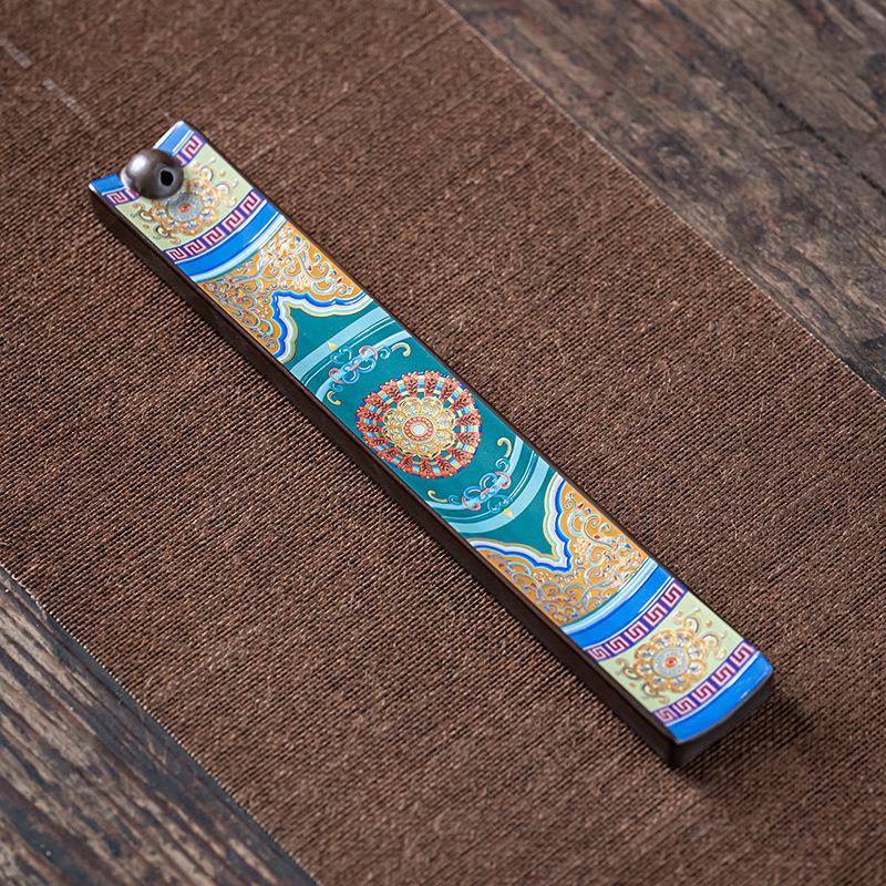 Enamel Ceramic Incense Holder: Antique Style Cloisonné Sandalwood Burner for Tea Ceremony and Home Decor.