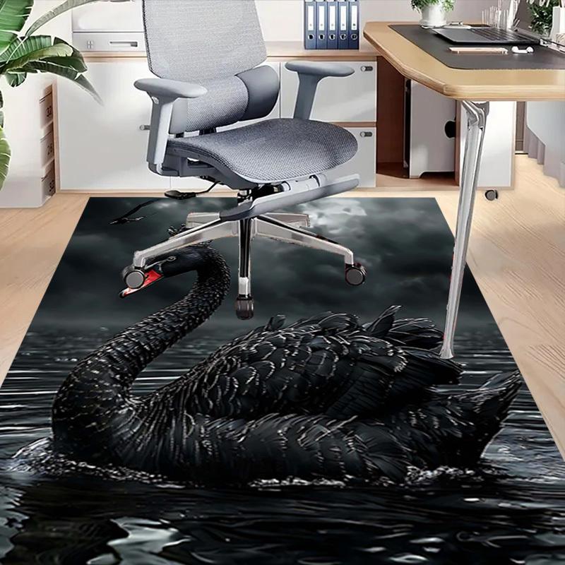 1PC Black Swan Crown Non-Slip Floor Carpet Compatible for Office&Living Room&Dining Room - Flat-Weave Machine- Soft & Pattern-E259