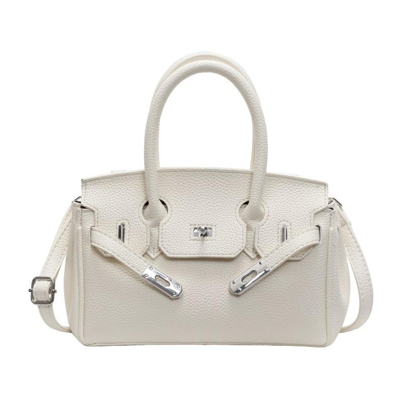 New fashionable lychee pattern lock platinum bag classic portable shoulder women's bag