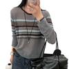 Chic Korean-Style Striped Knit Sweater for Women - 2025 Long Sleeve Hollow Out Top