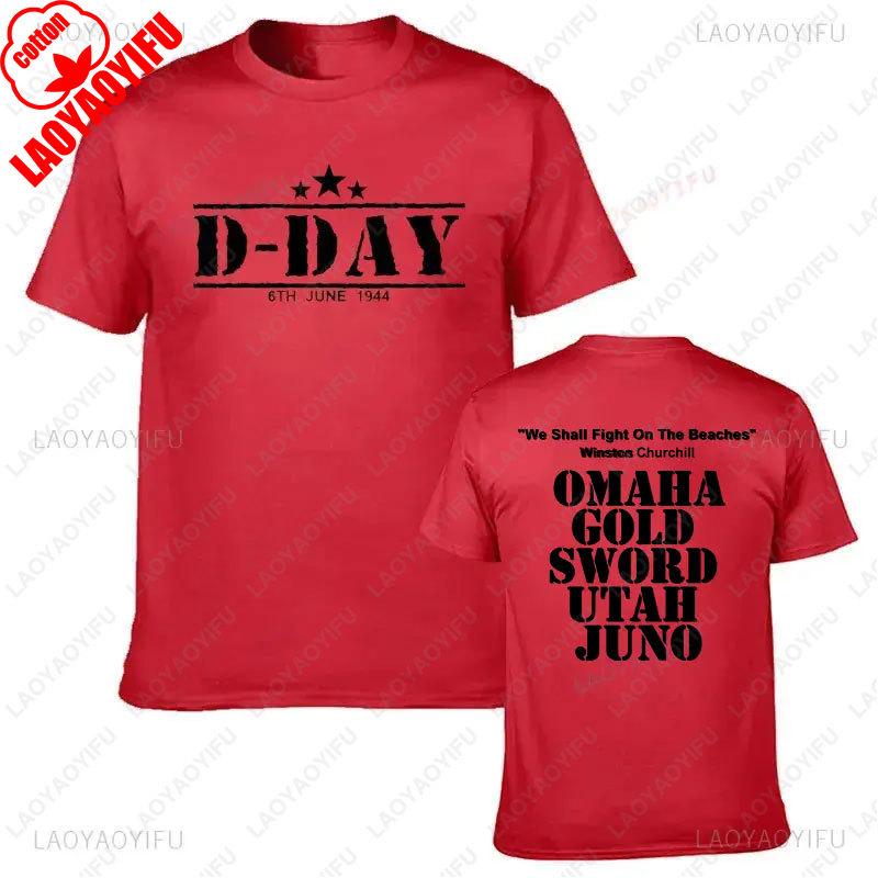 2025 DDAY 1944 ARMY NORMANDIA MILITARE CHURCHILL SPIAGGE DIVERTENTE T-SHIRT Abbigliamento Uomo T-shirt con Stampa Vintage Cotone T-shirt da Uomo