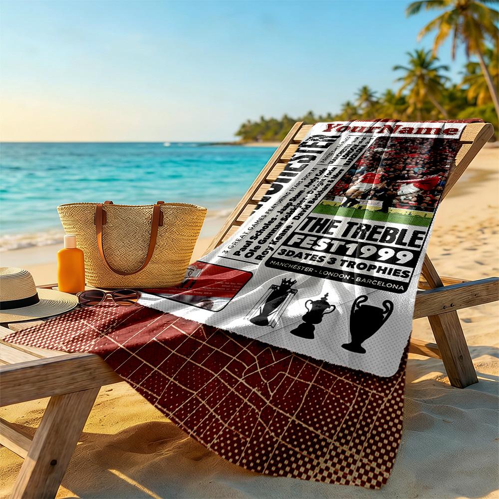Manchester Personalized Text Beach Towel Quick-Dry Soft Microfiber Perfect for Traveling Yoga Camping and Swimming