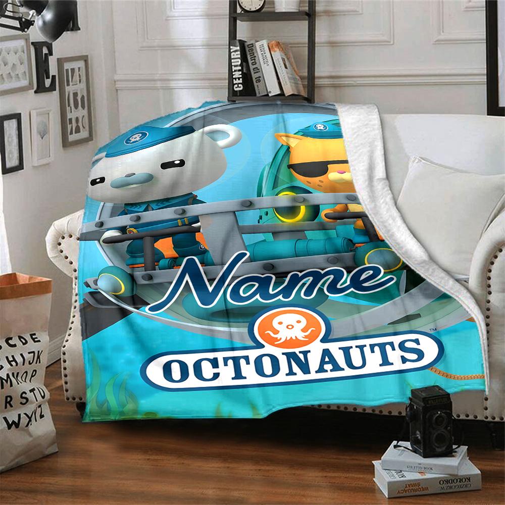Custom Name Octonauts Adventure Log Flannel Blanket For Super Soft Cute Comfort Blanket For Travel Bedding Couch Sofa Blanket