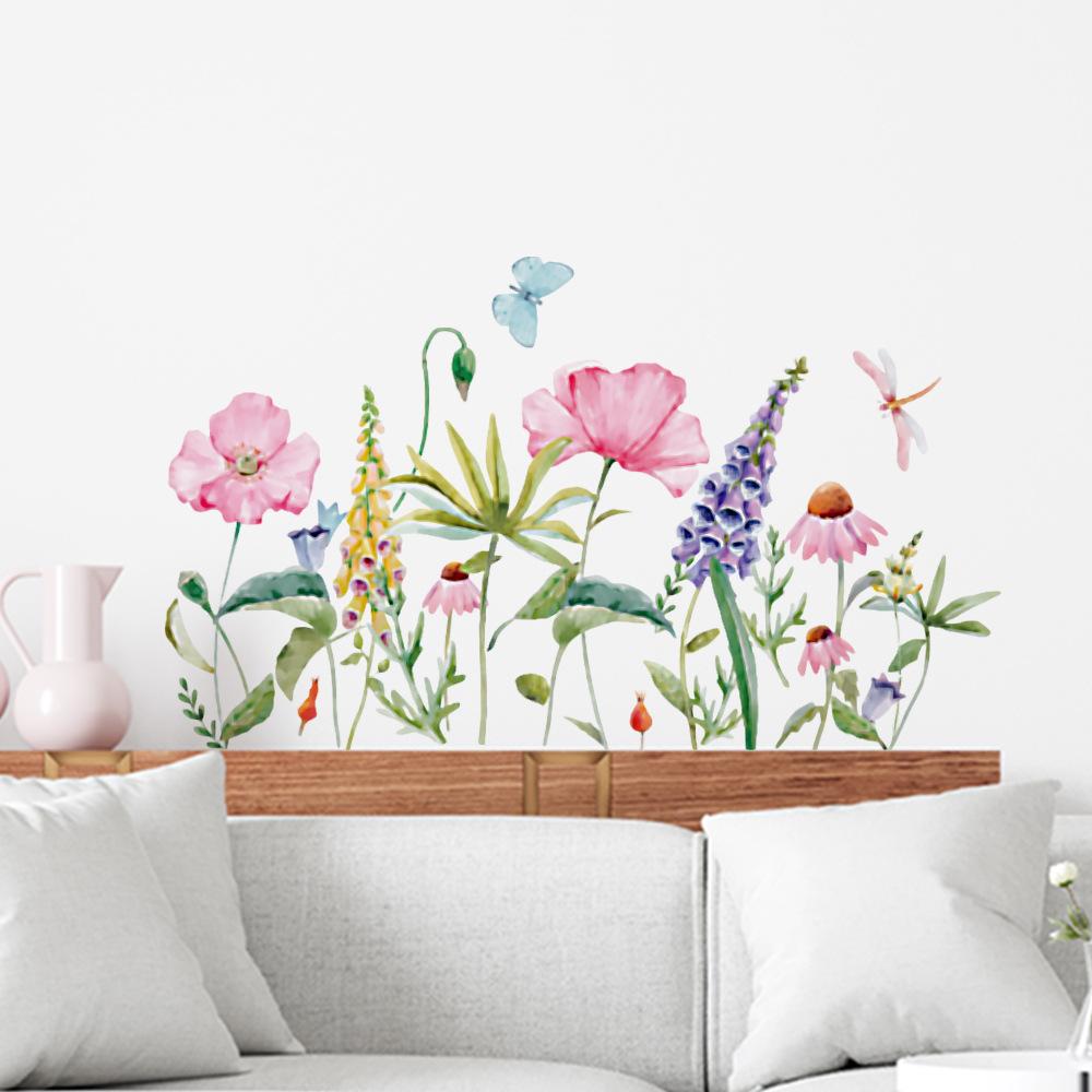Watercolor Floral Wall Sticker Self-Adhesive Waterproof Removable Home Decor Art