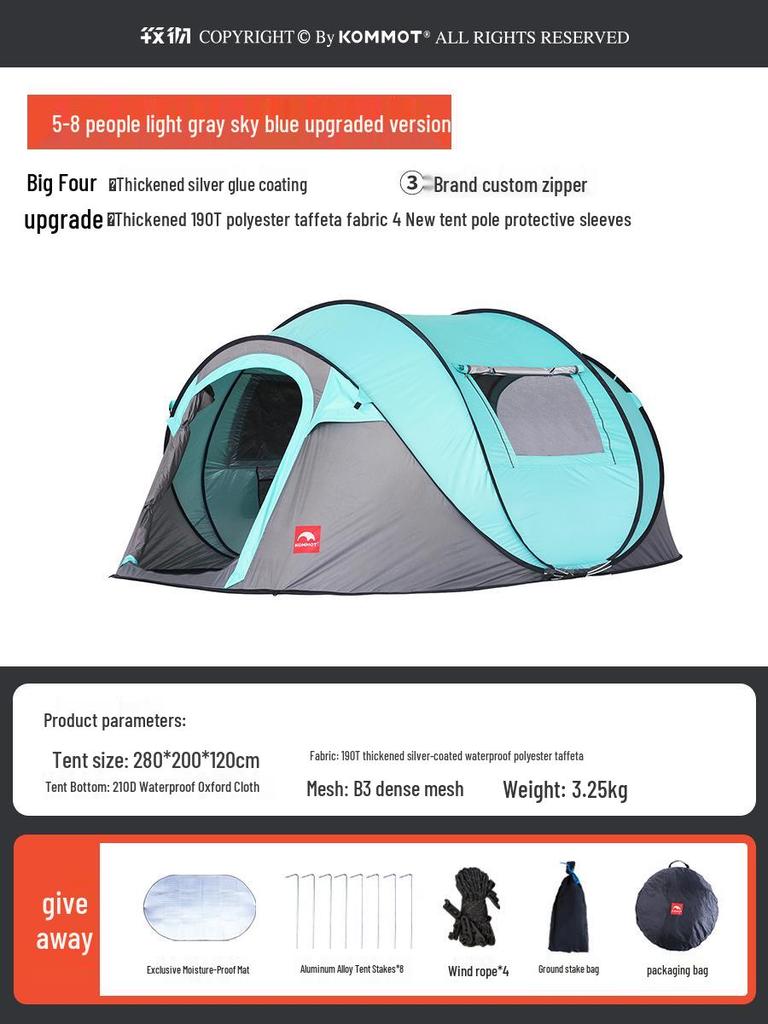 KOMMOT Mu Che Miao Automatic Rainproof Camping Tent