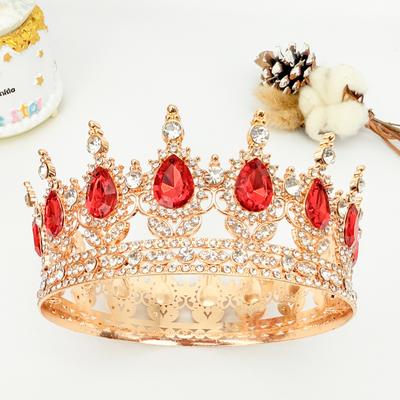Vollkreis Krone Tiara Bunt Barock Retro Voll Diamant Schmuck Hochzeitsaccessoires Krone Brautkrone