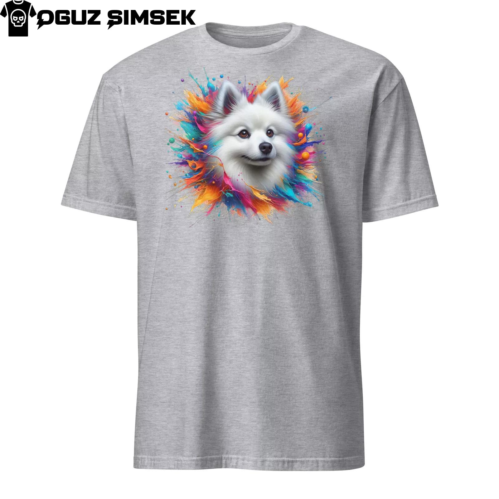 Colorful American Eskimo Dog Unisex T-Shirt Mens Womens Tees Top - Vibrant Design for Dog Lovers! XL