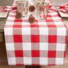 Polyester Karo Tischläufer Rot und Weiß Karierte Tischdecke Familienessen Karomuster Tischdecke Bauernhaus Gingham Heimdekoration