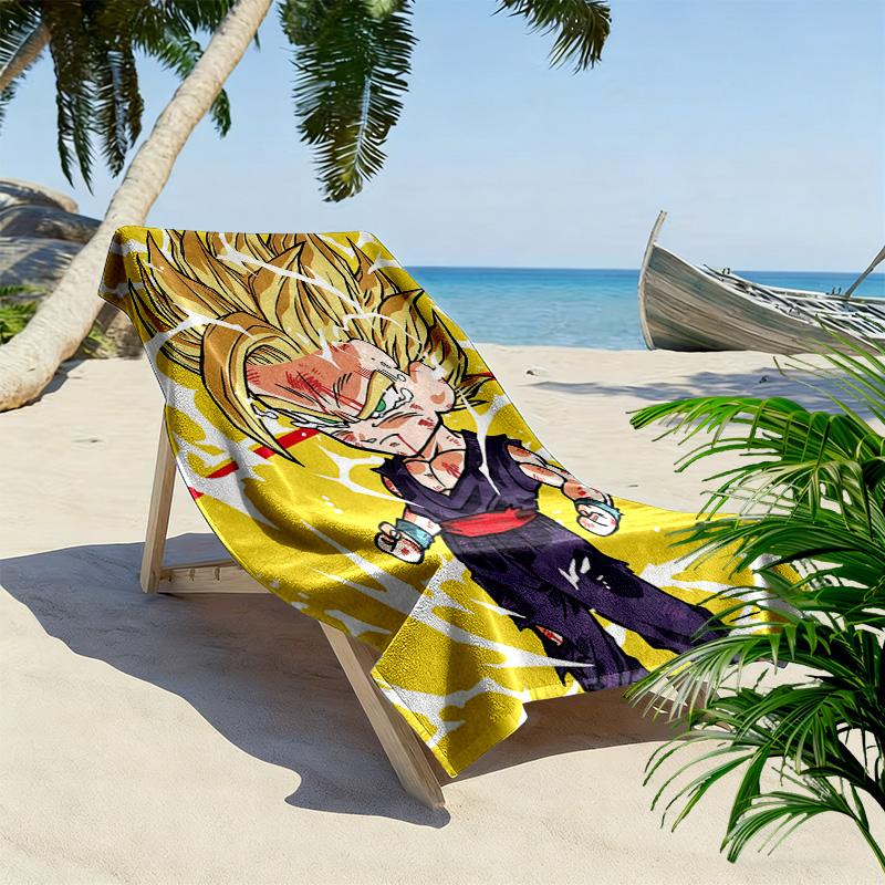 Son Goku Print Beach Towel, Large Soft Quick Dry Towel for Beach Camping Swimming