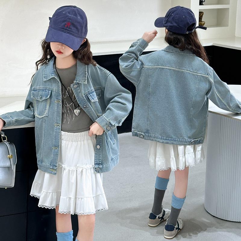 Zhongda Girls' Cowboy Coat 2026 Spring New Style Western Children's Korean Loose Top Girls' Spring and Autumn Coat