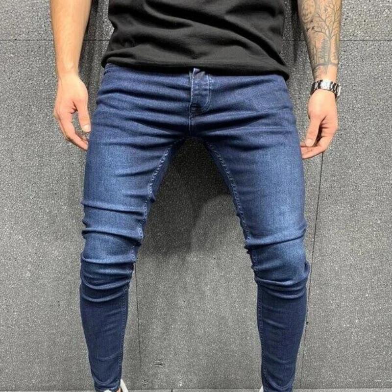 

Мужские джинсы слим фит стрейч разных цветов - серые, светло-голубые, средне-голубые, черные S темно-синий